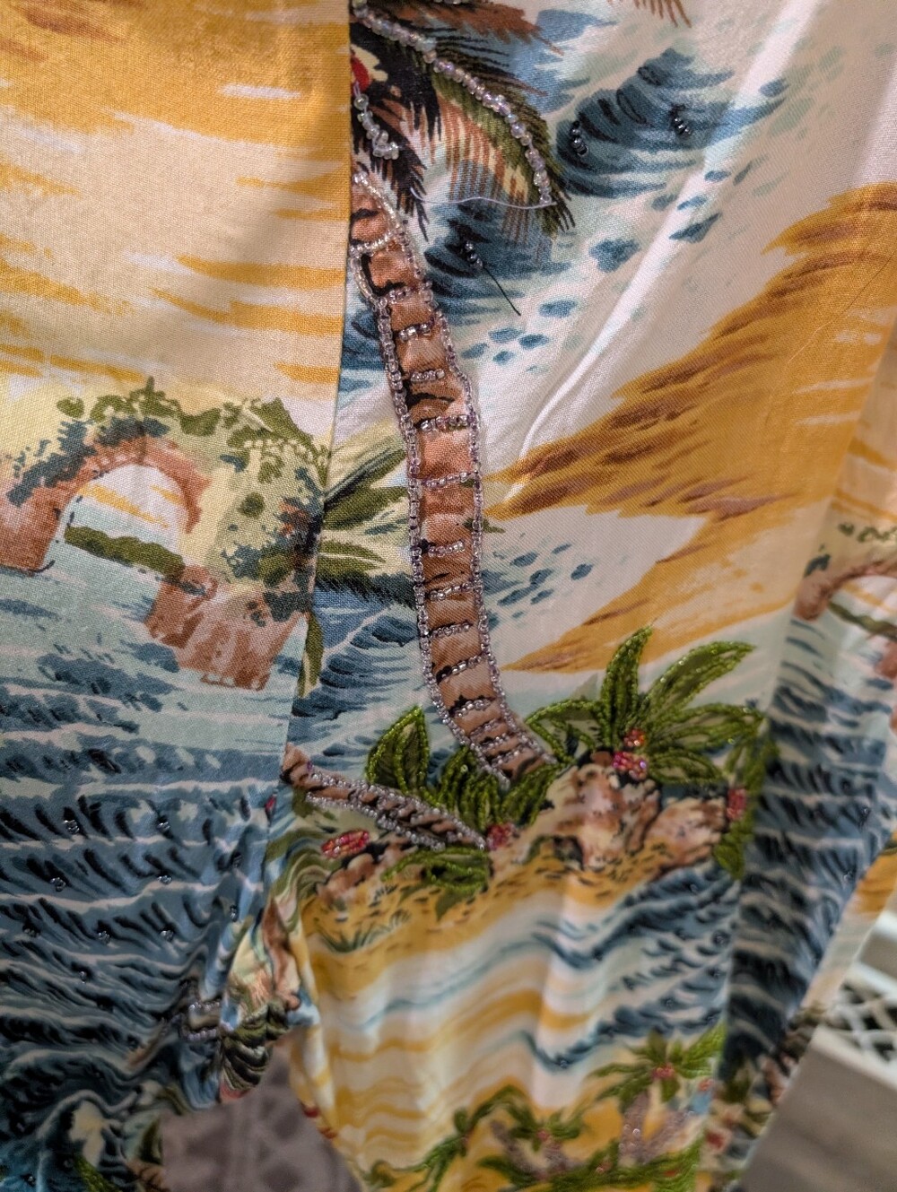 Ario Beach Pant with Tropical Scene And Beading - Picture 2 of 6